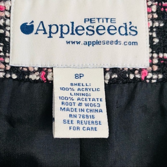 VINTAGE Tweed Structured Blazer Cropped Jacket Black Pink Size 8P - Picture 4 of 13